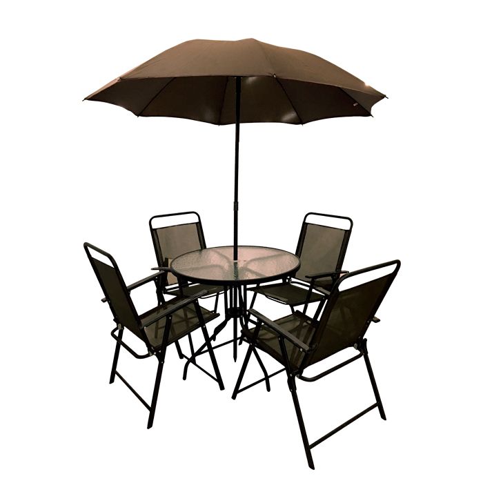 Chair Table Umbrella Set Brown, Patio Table And Chairs With Umbrella